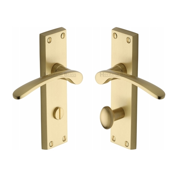 V4142-SB • Bathroom [57mm] • Satin Brass • Heritage Brass Sophia Levers On Backplates