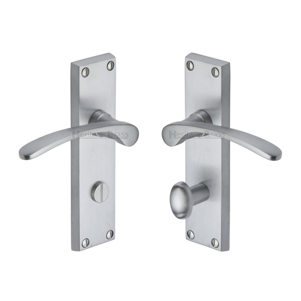 V4142-SC  Bathroom [57mm]  Satin Chrome  Heritage Brass Sophia Levers On Backplates