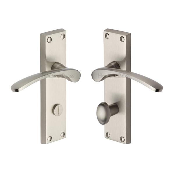 V4142-SN • Bathroom [57mm] • Satin Nickel • Heritage Brass Sophia Levers On Backplates