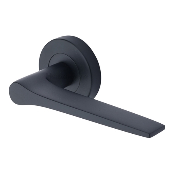 V4189-BKMT  Matt Black  Heritage Brass Gio Levers On Plain Round Roses