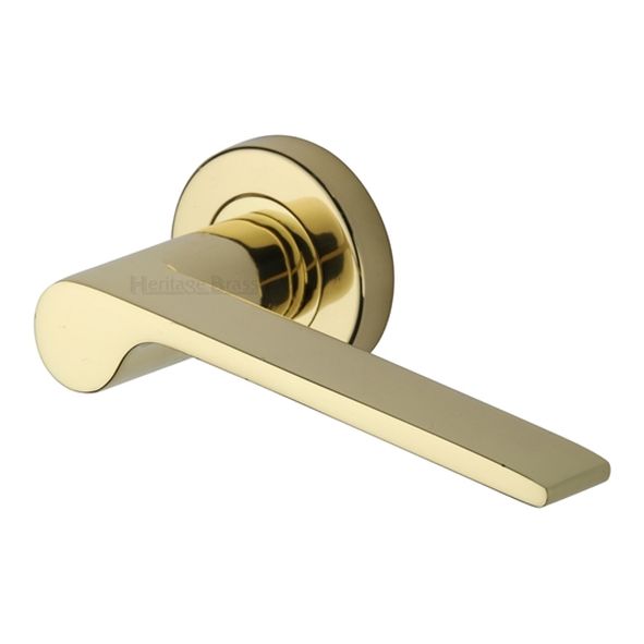 V4190-PB • Polished Brass • Heritage Brass Julia Lever Furniture on Round Rose