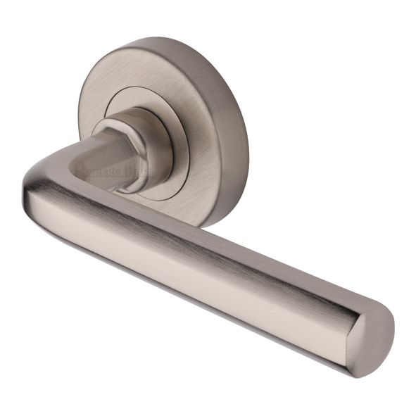 V4545-SN • Satin Nickel • Heritage Brass Octave Lever Furniture on Round Rose