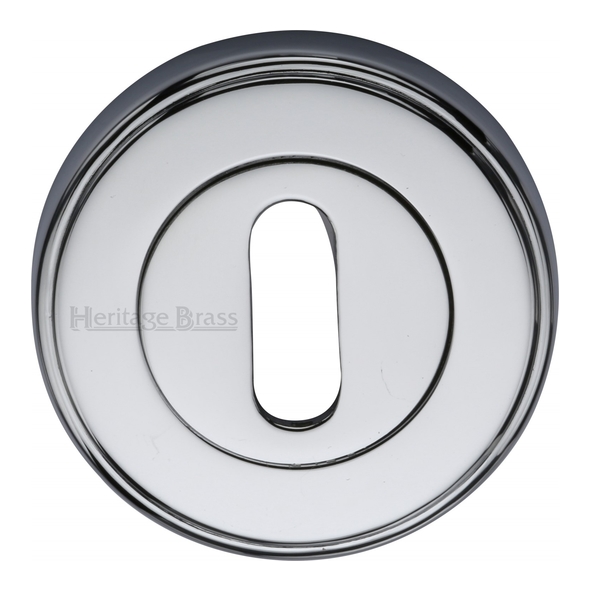 V5000-PC • Polished Chrome • Heritage Brass Edged Round Mortice Key Escutcheon