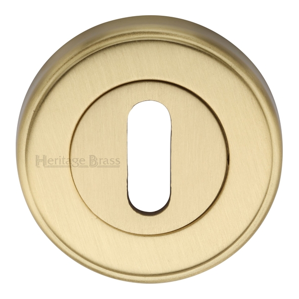 V5000-SB • Satin Brass • Heritage Brass Edged Round Mortice Key Escutcheon