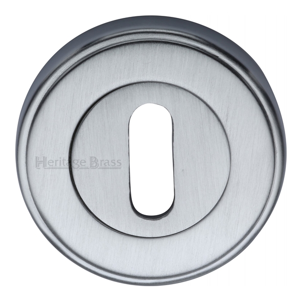 V5000-SC • Satin Chrome • Heritage Brass Edged Round Mortice Key Escutcheon