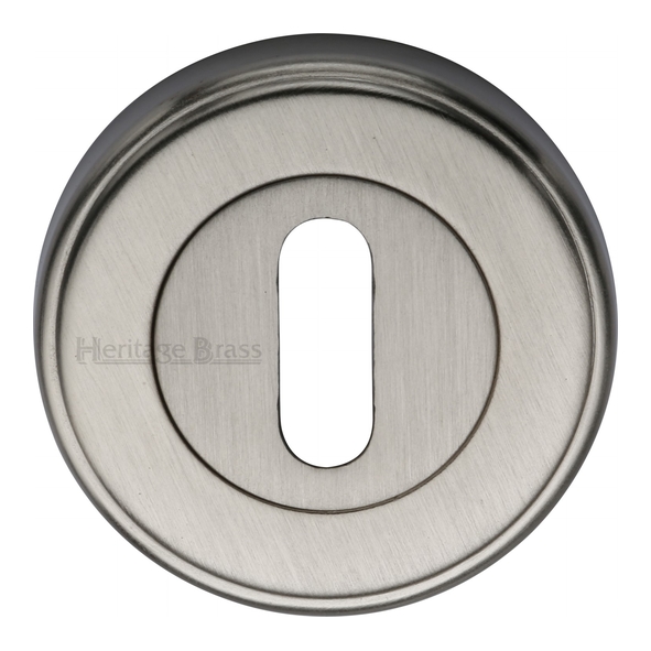 V5000-SN • Satin Nickel • Heritage Brass Edged Round Mortice Key Escutcheon