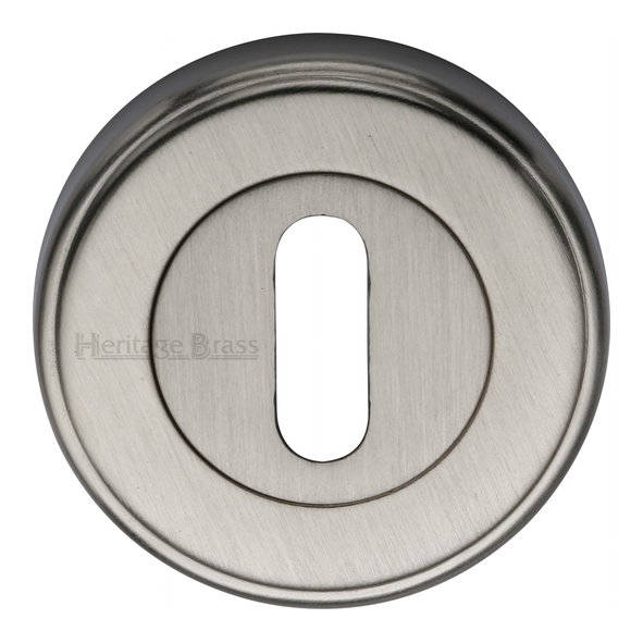 V5000-SN  Satin Nickel  Heritage Brass Edged Round Mortice Key Escutcheon