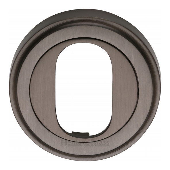 V5010-MB • Matt Bronze • Heritage Brass Edged Round Oval Cylinder Escutcheon