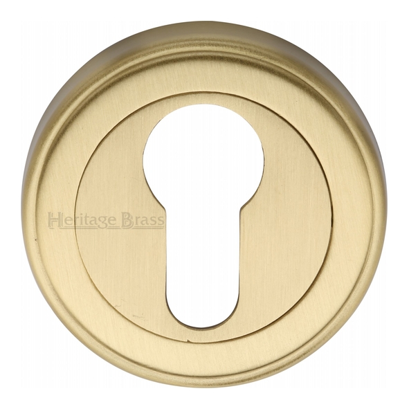 V5020-SB • Satin Brass • Heritage Brass Edged Round Euro Cylinder Escutcheon