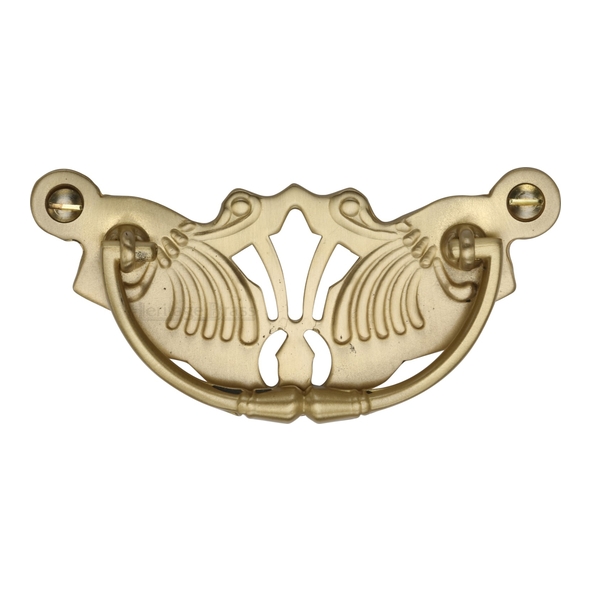 V5021-SB • 90 x 40mm • Satin Brass • Heritage Brass Angel Cabinet Drop Handle