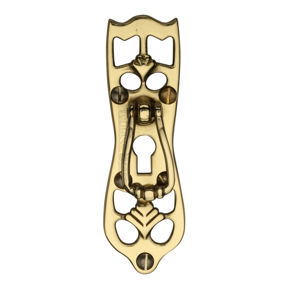 V5023-PB • 30 x 92mm • Polished Brass • Heritage Brass Traditional Cabinet Drop Handle On Keyhole Plate