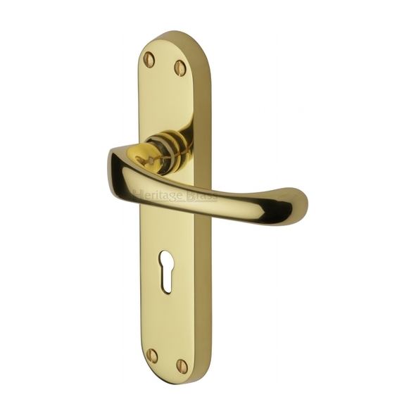 V6050-PB  Standard Lock [57mm]  Polished Brass  Heritage Brass Gloucester Levers On Backplates