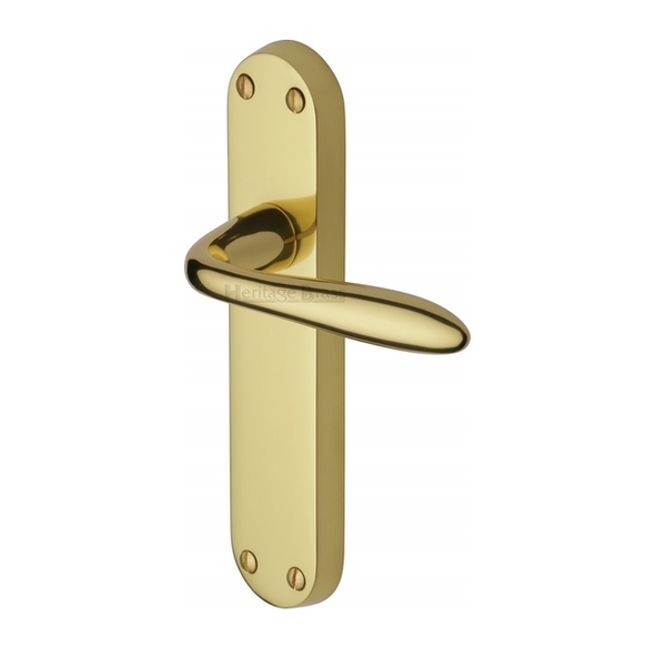 V6054-PB  Long Plate Latch  Polished Brass  Heritage Brass Sutton Levers On Backplates