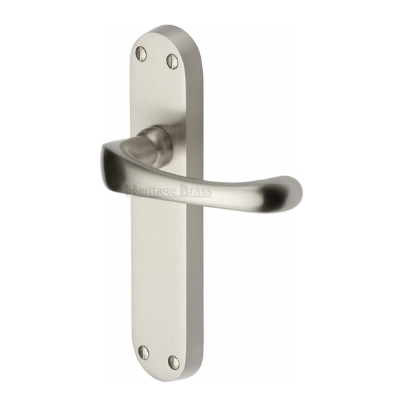 V6060-SN  Long Plate Latch  Satin Nickel  Heritage Brass Gloucester Levers On Backplates