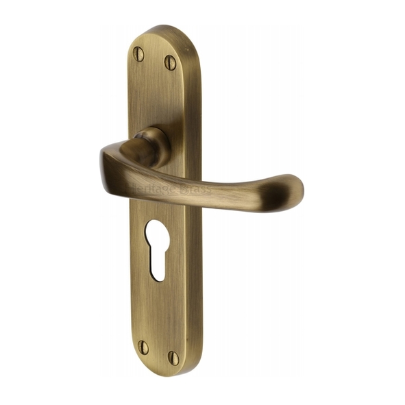 V6066.48-AT  Euro Cylinder [47.5mm]  Antique Brass  Heritage Brass Gloucester Levers On Backplates