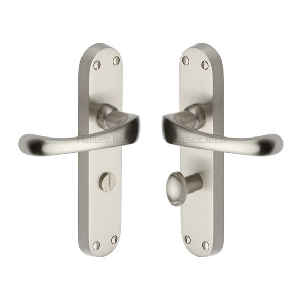 V6070-SN  Bathroom [57mm]  Satin Nickel  Heritage Brass Gloucester Levers On Backplates