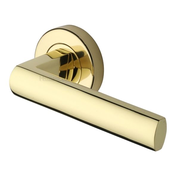 V6230-PB • Polished Brass • Heritage Brass Poseidon Lever Furniture on Round Rose