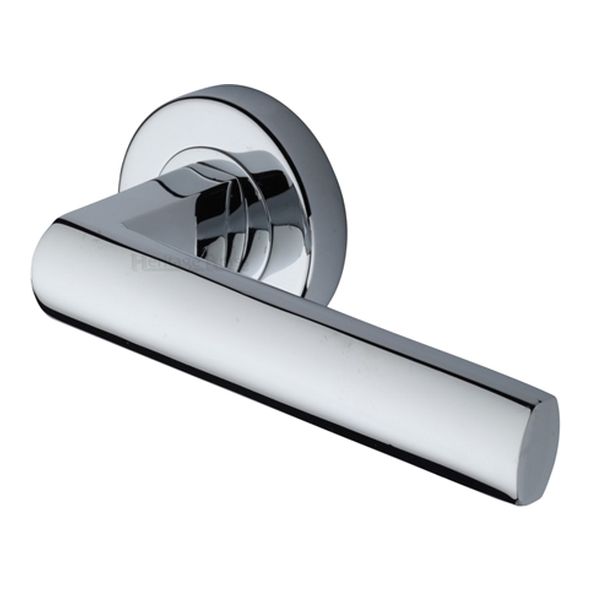 V6230-PC • Polished Chrome • Heritage Brass Poseidon Lever Furniture on Round Rose