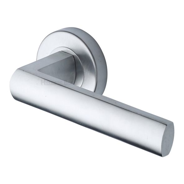 V6230-SC • Satin Chrome • Heritage Brass Poseidon Lever Furniture on Round Rose