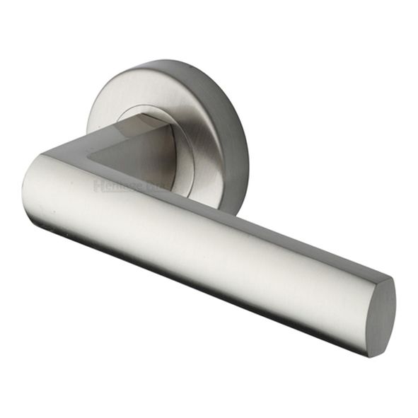 V6230-SN • Satin Nickel • Heritage Brass Poseidon Lever Furniture on Round Rose