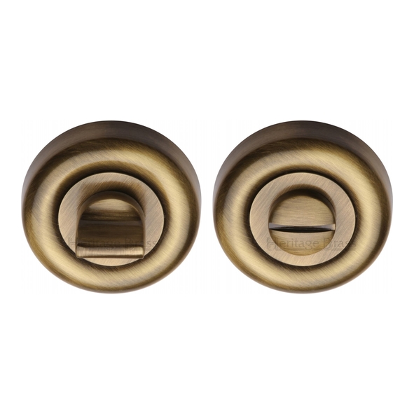 V6720-AT  Antique Brass  Heritage Brass Colonial Round Bathroom Turns and Releases
