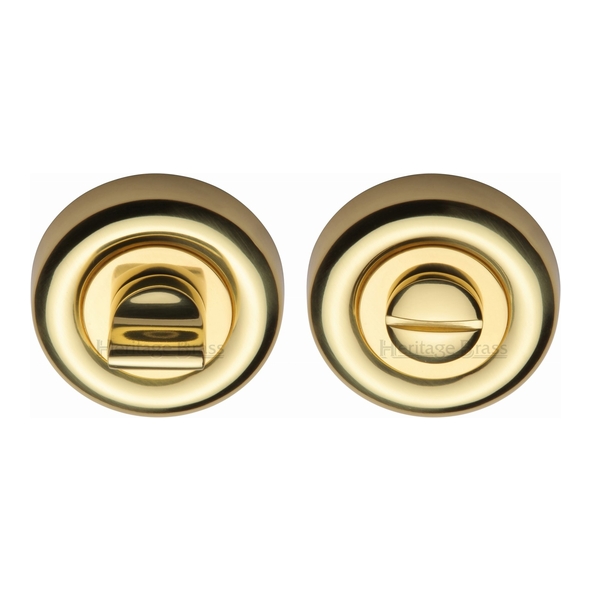 V6720-PB  Polished Brass  Heritage Brass Colonial Round Bathroom Turns and Releases