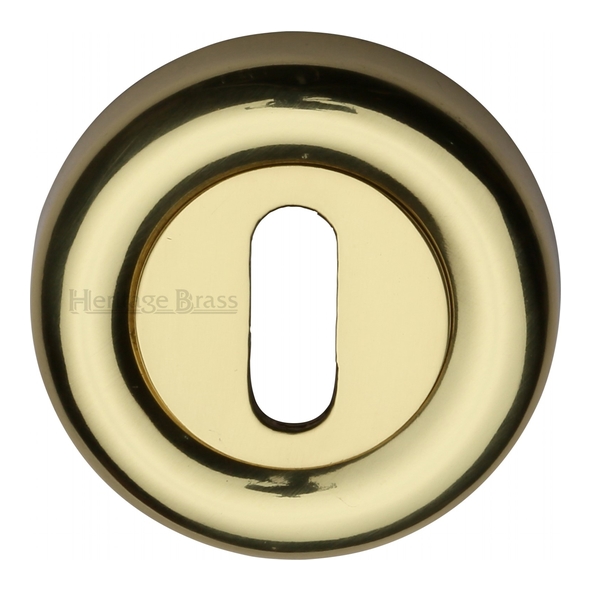 V6722-PB  Polished Brass  Heritage Brass Colonial Round Mortice Key Escutcheons