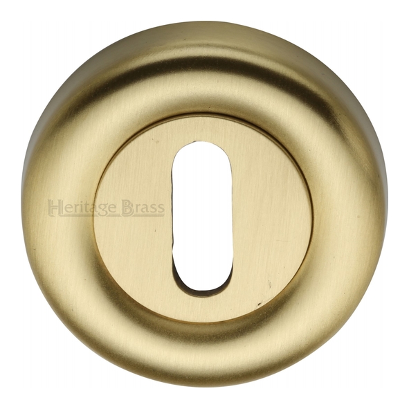 V6722-SB • Satin Brass • Heritage Brass Colonial Round Mortice Key Escutcheons
