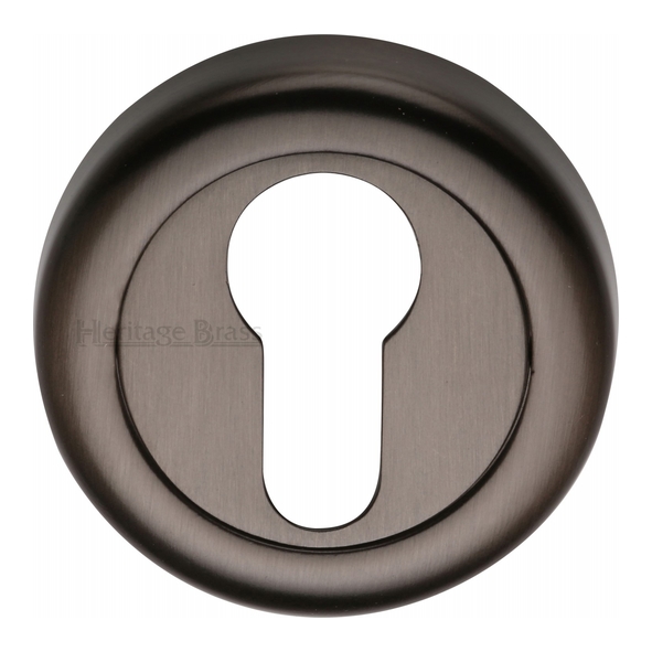 V6724-MB • Matt Bronze • Heritage Brass Colonial Round Euro Cylinder Escutcheons