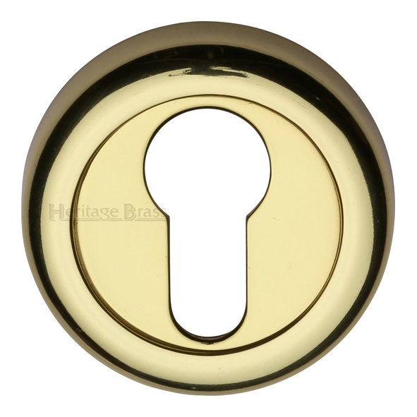 V6724-PB • Polished Brass • Heritage Brass Colonial Round Euro Cylinder Escutcheons