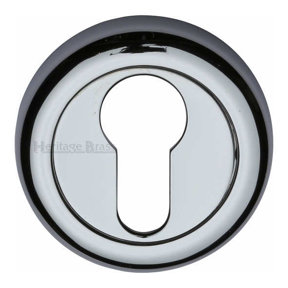 V6724-PC • Polished Chrome • Heritage Brass Colonial Round Euro Cylinder Escutcheons
