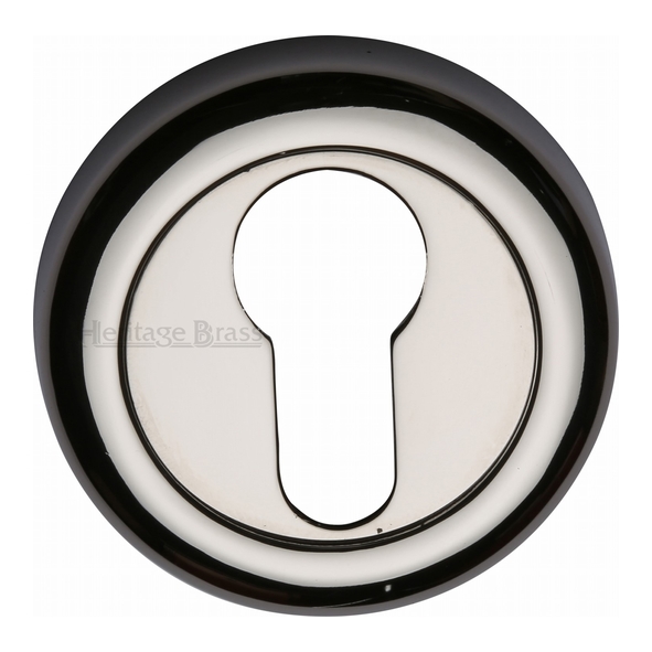 V6724-PNF • Polished Nickel • Heritage Brass Colonial Round Euro Cylinder Escutcheons