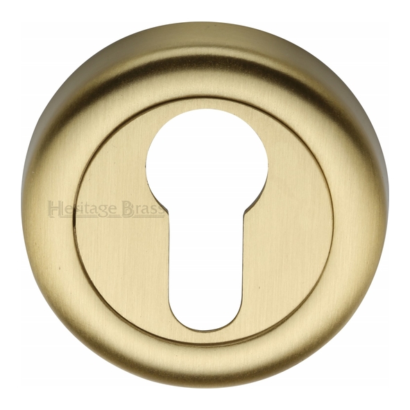 V6724-SB  Satin Brass  Heritage Brass Colonial Round Euro Cylinder Escutcheons