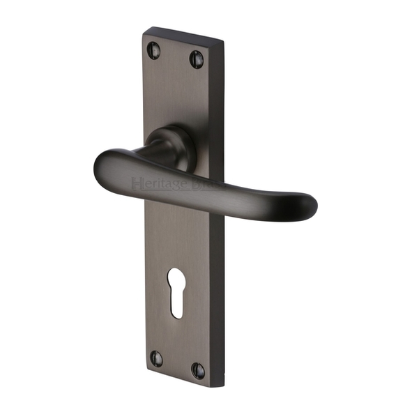 V700-MB  Standard Lock [57mm]  Matt Bronze  Heritage Brass Windsor Levers On Backplates