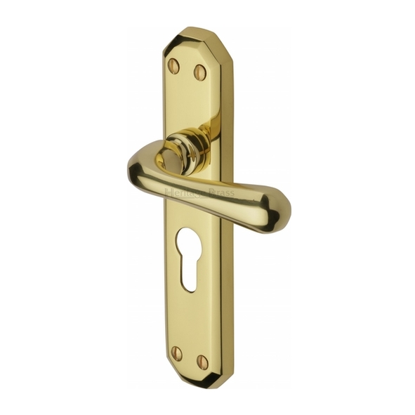 V7066.48-PB  Euro Cylinder [47.5mm]  Polished Brass  Heritage Brass Charlbury Levers On Backplates