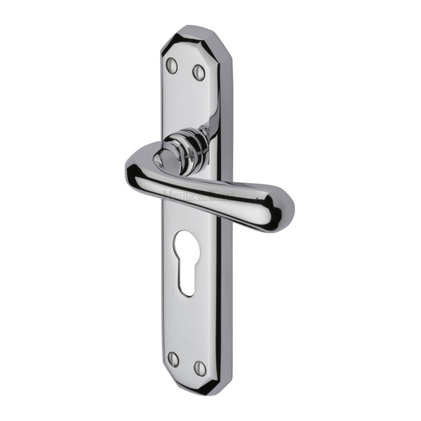 V7066.48-PC • Euro Cylinder [47.5mm] • Polished Chrome • Heritage Brass Charlbury Levers On Backplates