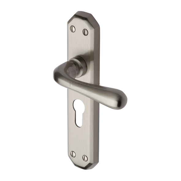 V7066.48-SN • Euro Cylinder [47.5mm] • Satin Nickel • Heritage Brass Charlbury Levers On Backplates