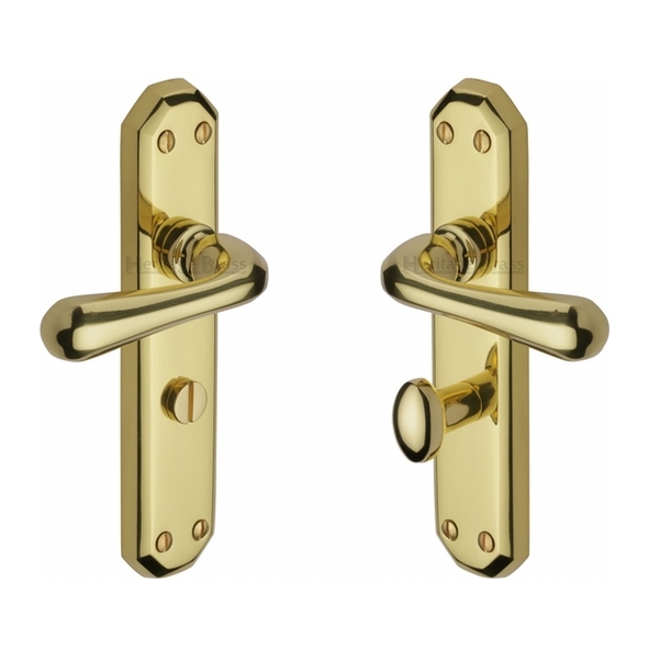 V7070-PB • Bathroom [57mm] • Polished Brass • Heritage Brass Charlbury Levers On Backplates