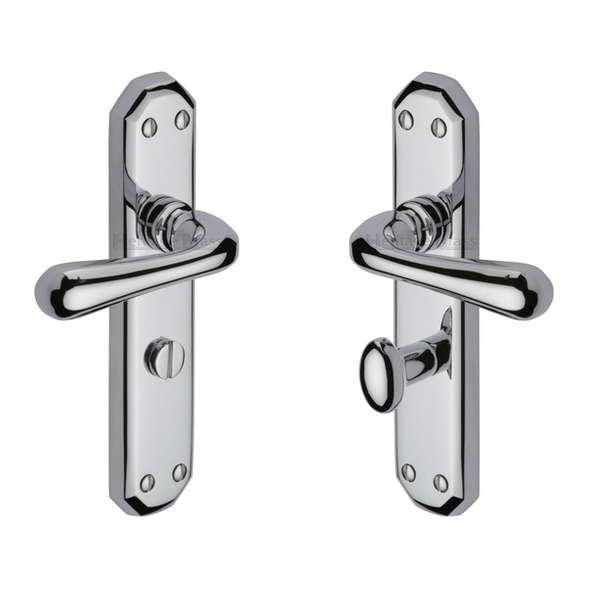 V7070-PC • Bathroom [57mm] • Polished Chrome • Heritage Brass Charlbury Levers On Backplates