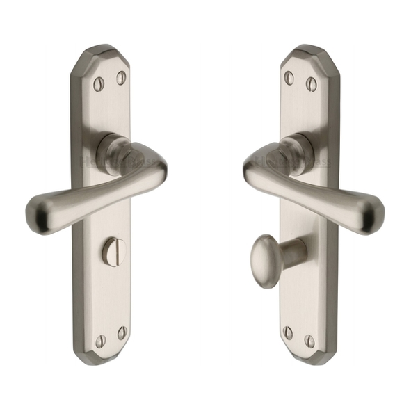 V7070-SN  Bathroom [57mm]  Satin Nickel  Heritage Brass Charlbury Levers On Backplates