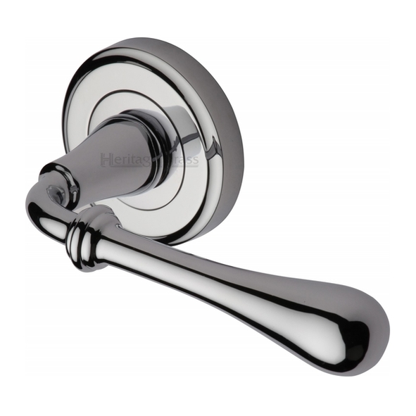 V7155-PC • Polished Chrome • Heritage Brass Roma Levers On Edged Round Roses