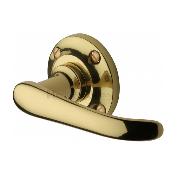 PR930-PB • Polished Brass • Heritage Brass Avon Levers On Traditional Round Roses