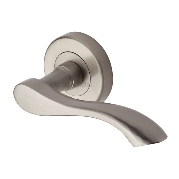 V7210-SN • Satin Nickel • Heritage Brass Algarve Levers On Plain Round Roses