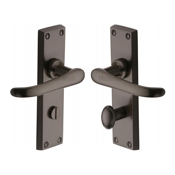 V730-MB  Bathroom [57mm]  Matt Bronze  Heritage Brass Windsor Levers On Backplates