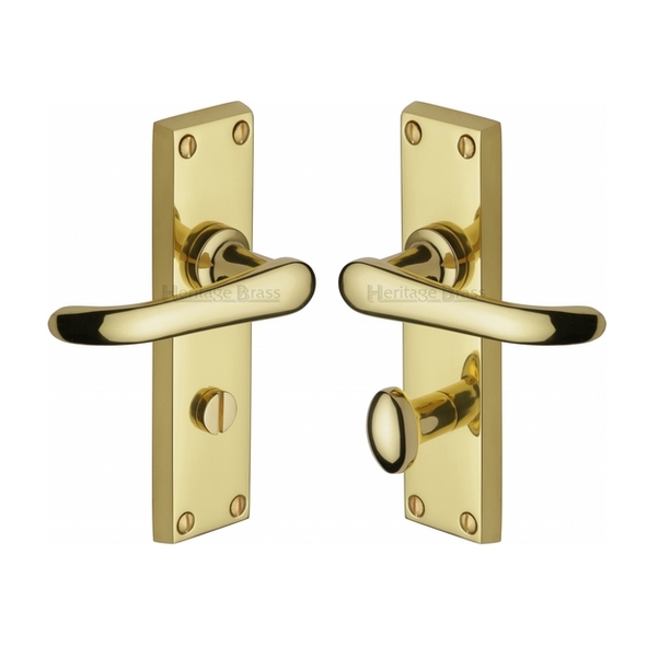 V730-PB  Bathroom [57mm]  Polished Brass  Heritage Brass Windsor Levers On Backplates