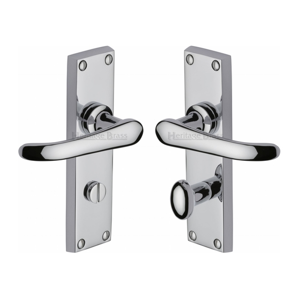 V730-PC  Bathroom [57mm]  Polished Chrome  Heritage Brass Windsor Levers On Backplates