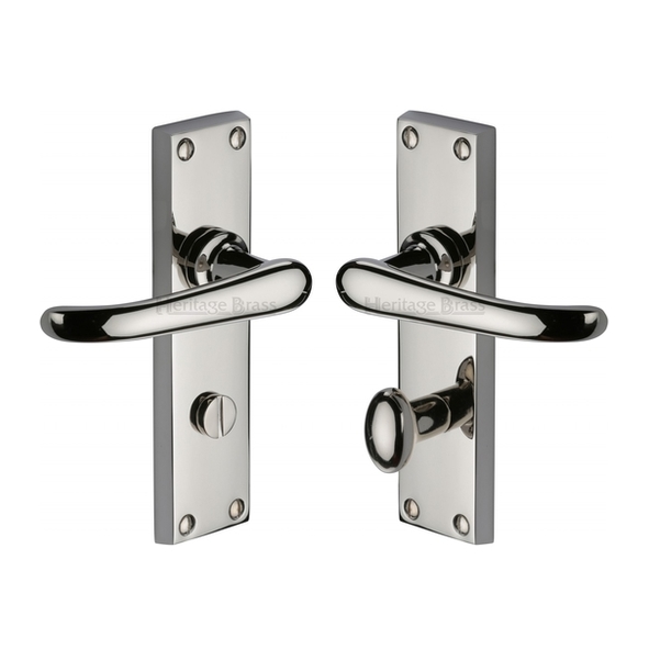 V730-PNF  Bathroom [57mm]  Polished Nickel  Heritage Brass Windsor Levers On Backplates