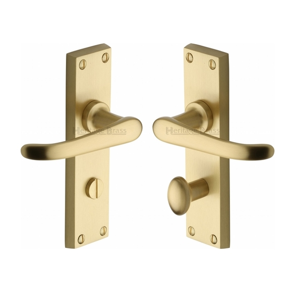 V730-SB • Bathroom [57mm] • Satin Brass • Heritage Brass Windsor Levers On Backplates