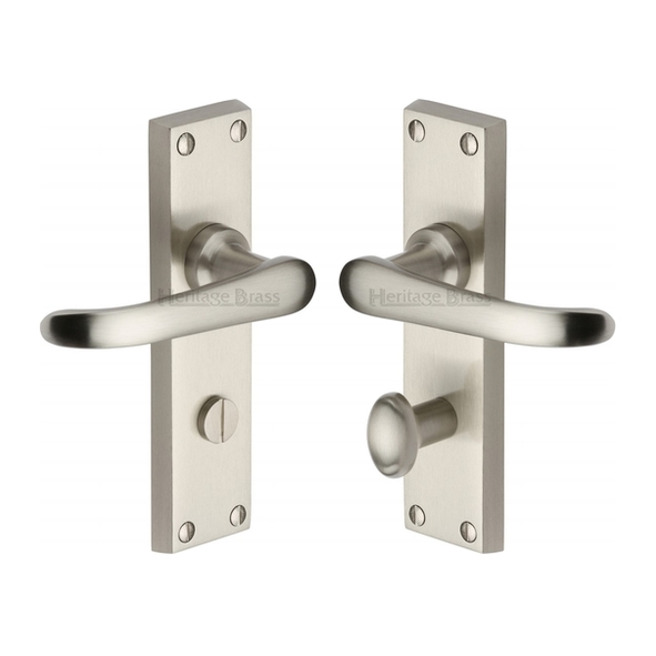 V730-SN  Bathroom [57mm]  Satin Nickel  Heritage Brass Windsor Levers On Backplates