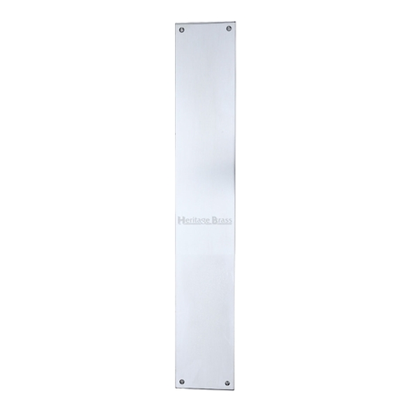 V740 500-SC  500 x 076mm  Satin Chrome  Heritage Brass Rectangular Finger Plate